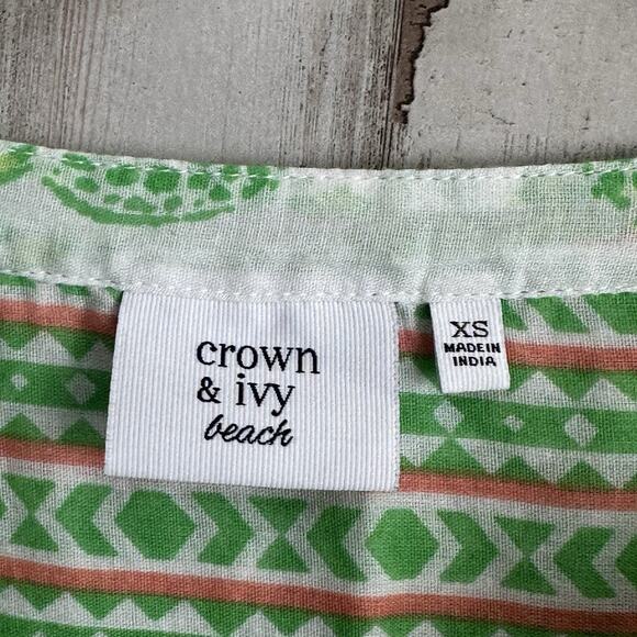 Crown & Ivy Beach Tunic XS Swim Cover Under The Sea Turtles Tassels Shirt NEW - Picture 5 of 10